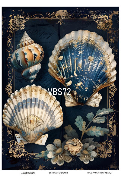 LİNEART VBS72 موديل سلسلة كحلي - زهرة زرقاء ونمط بحري 30*42 سم ديكوباج نحاسي