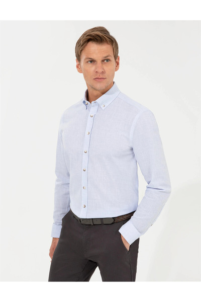 Pierre Cardin Açık Mavi Slim Fit Uzun Kollu Gömlek