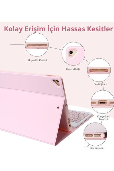 Fuchsia Qpen iPad 2022 10.9 inç  10.nesil Uyumlu Klavyeli Tablet Kılıf