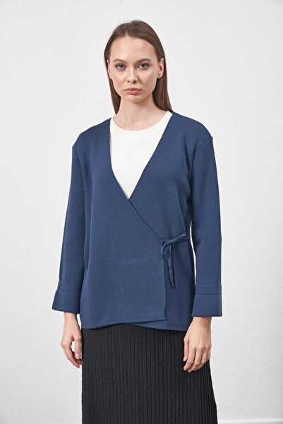 Mevra Indigo Knitwear Double Breasted Jacket