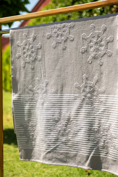 Menderes Home Πετσέτα θαλάσσης Çark Grey Curl - Cotton Collection