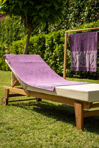 Menderes Home Μωβ μπούκλα Cotton Collection Πετσέτα θαλάσσης Άγκυρα
