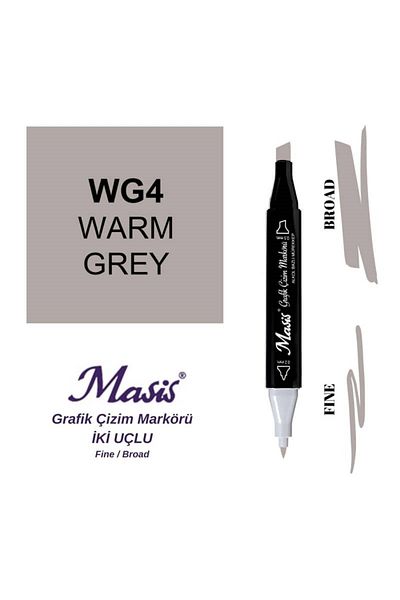 Masis Hot Gray Double Ended Graphic Drawing Pen - WG4