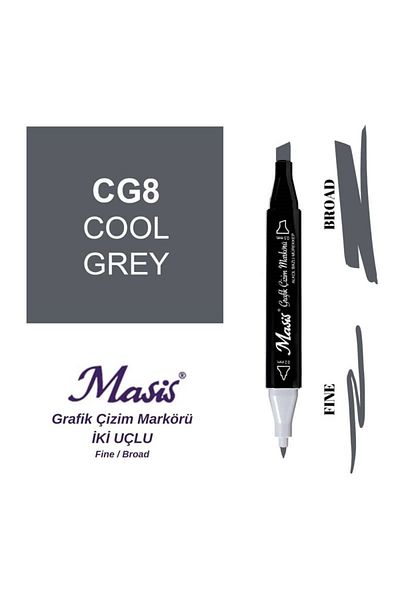Masis Cool Gray Graphic Drawing Pen - Double Ended, CG8 Model