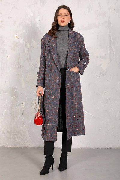 Melike Tatar Μοντέλο ANTHRACITE 66-3004 Tweed Long Coat