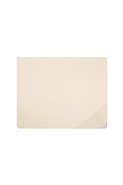 Hibboux Soft Fitted Double Sheet 100% Cotton - Ecru Beige, Elastic, 160X200 36