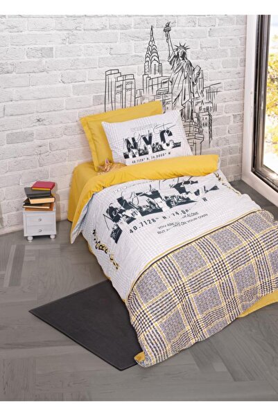 Cotton Box Genç Ranforce Nevresim Takımı Tek Kişilik World Wide Hardal