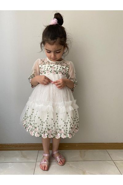 GÜL Baby Flower Detailed Tulle Dress for Birthday