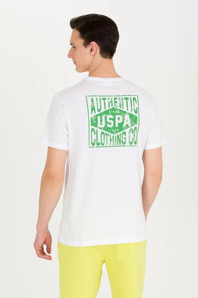 U.S. Polo Assn. Λευκό ανδρικό μπλουζάκι με λαιμόκοψη