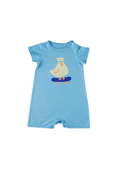 Little Yucca Sunny Sky Blue Organic Cotton Shorts Jumpsuit