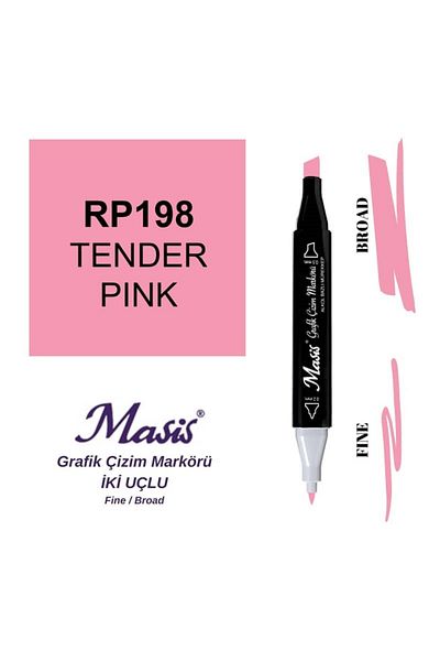 Masis 198 Model Soft Pink Double Tip Graphic Pen