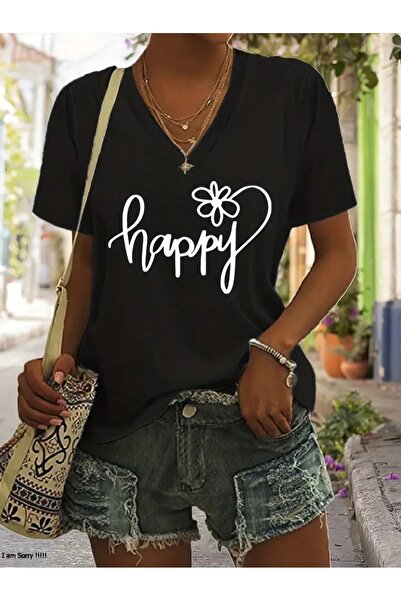 mercoledi Casual γυναικείο μπλουζάκι Oversize με V λαιμόκοψη