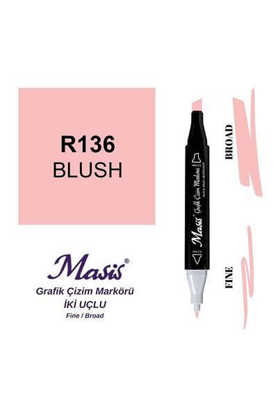 Masis Pink Double Ended Graphic Drawing Pen - 136 Blush