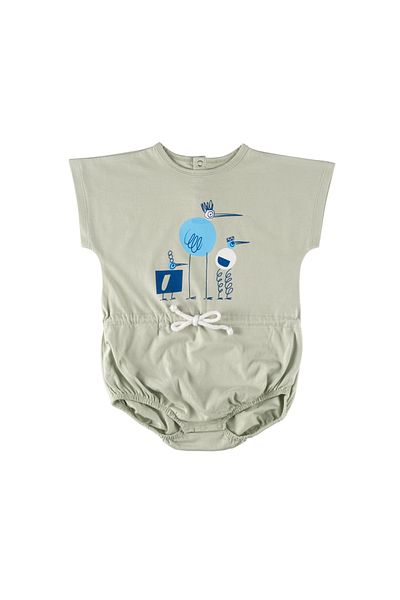 Little Yucca Water Green "Butterfly" Organic Cotton Shorts Jumpsuit
