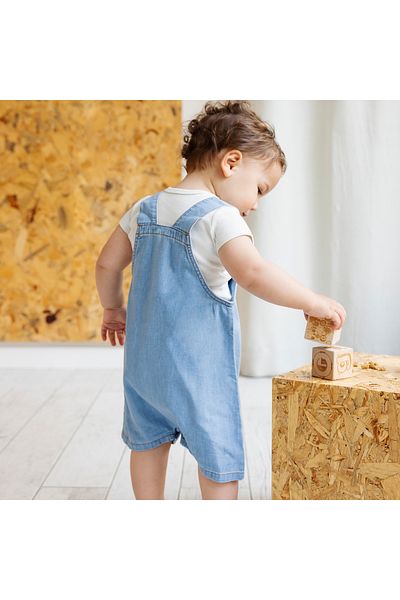 Little Yucca Organic Cotton Thin Denim Salopet - "Garden"