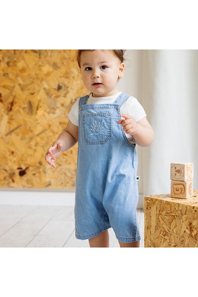 Little Yucca Organic Cotton Thin Denim Salopet - "Garden"