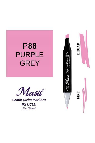 Masis 88 Purplish Gray Graphic Drawing Pen - Double Tip Marker