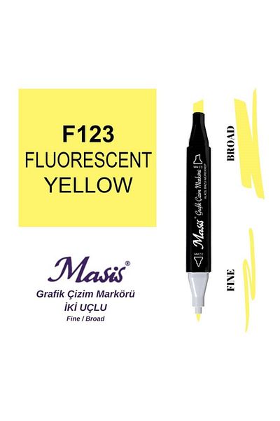 Masis 123 Fluorescent Yellow - Double Ended Graphic Drawing Pen