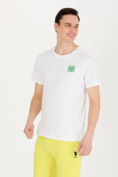 U.S. Polo Assn. Λευκό ανδρικό μπλουζάκι με λαιμόκοψη