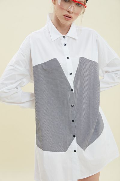 VERDA Plus Size Cotton Tunic - Vest Appearance Detailed, Buttoned