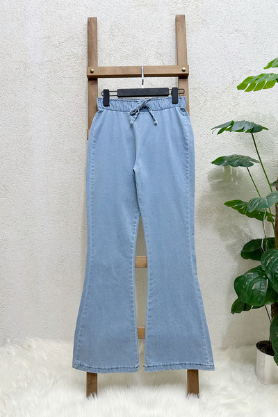 MODAQU Blugi cu elastic cu picior spaniol albastru deschis