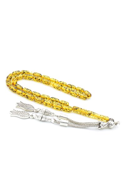 Murty99 Кехлибарени молитвени мъниста, пресовани с капсули от изкопаеми прахо...