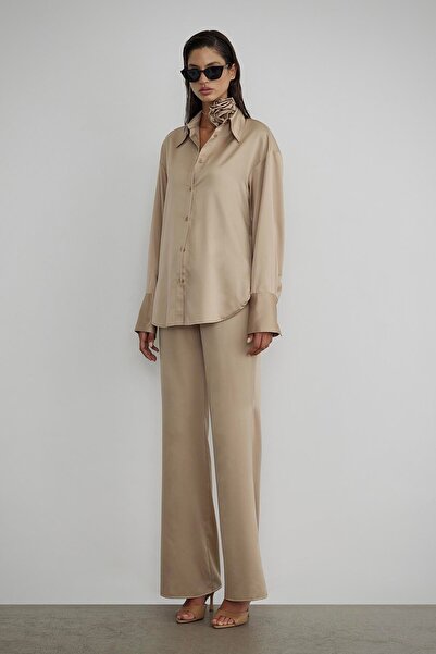 Suud Collection Camel Cindy Satin Trousers