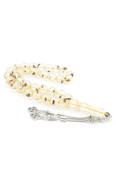 Murty99 Küre Kesim Şeffaf Karınca Fosilli Toz Kehribar Tesbih 12 Mm