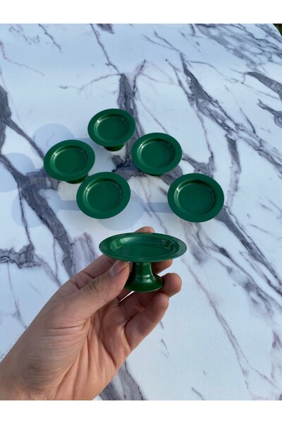 NEWTREND Züccaciye Green Macaron Holder Coffee and Pastry Serving - 2 Model 6-Piece Round Tray