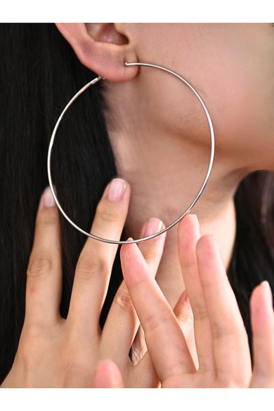 TÜKKAN ACCESSORİES 9 cm Silver Oversize Hoop Earrings - 0HK112