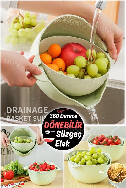 Munico Sökülüp Takılabilir Süzgeç Makarna Pirinç ve Meyve Sebze Yıkama ve Süz...