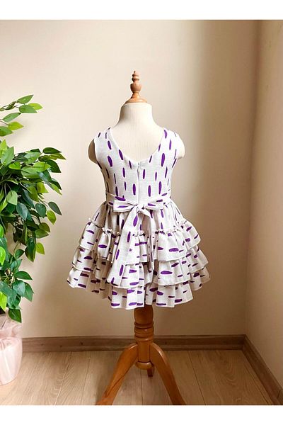 VALERY Linen Luxury Dress - Ruffle Detail and Belted