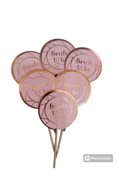 Deniz Party Store Rose Gold Pink Toothpick - 8 Pieces with Foil, Bridal To Be