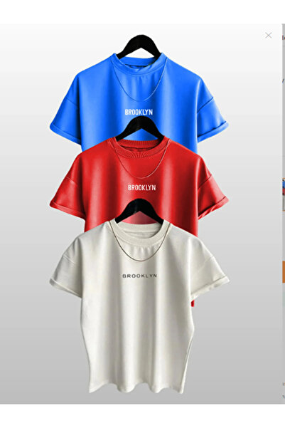 Boi Set de 3 tricouri cu imprimeu Brooklyn - Sax Blue, Black Orange, Tricou d...