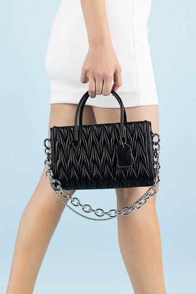 Getcho Hopes Women's Knitted Patterned Handbag Mini Size Cross Strap Daily Use Zippered Model