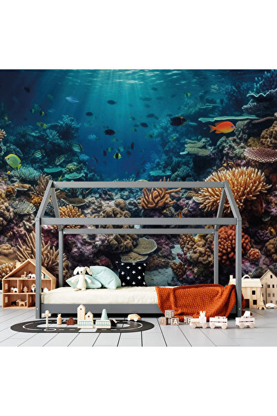 LOTUS AURA Akvaryum Temalı Duvar Kağıdı,Denizaltı Duvar Resmi,Oturma Odası Du...