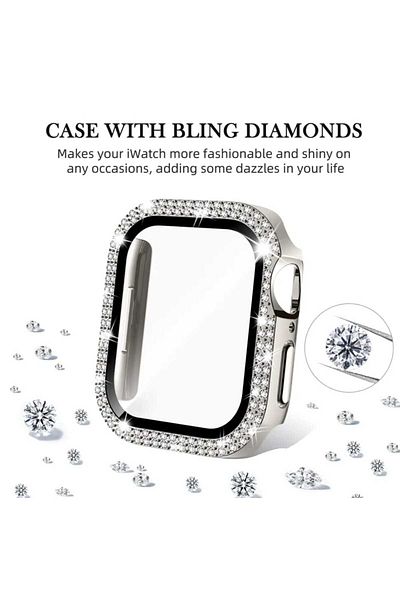 GREGOSS Apple Watch 7 8 9 Series 45 mm 360 Full Protection Diamond Rhinestone Elegant Design