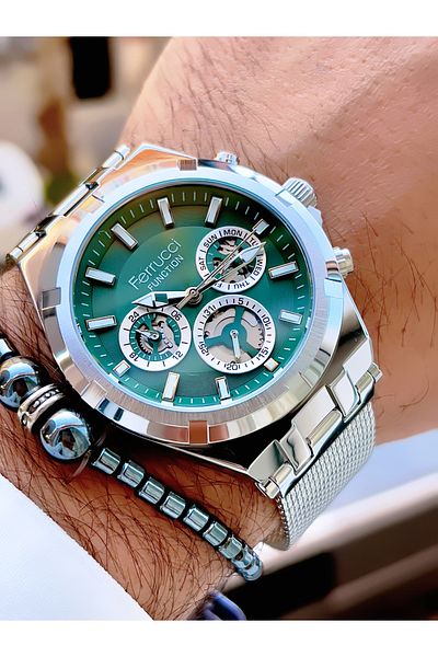 Ferrucci Ferrucci̇ Function New 2024 Steel Mesh Cord Men's Wrist Watch+Bracelet with Gift