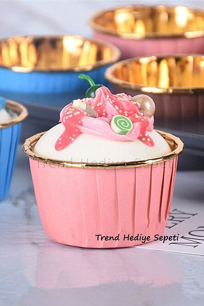 Ege Pastacılık Pink Gold Muffin Cupcake Set of 25 - Cake Capsule Mold
