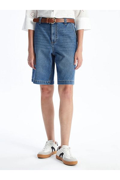 LC Waikiki Pantaloni scurți de jeans pentru femei LCW - cu centură în talie