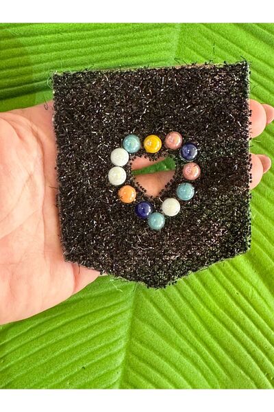 Gönülden Tasarım 10X8 CM Black Beaded Iron-On Epaulet - Colorful Crested Acce...