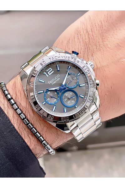 Ferrucci Ferrucci̇ New 2024 Function Steel Men's Wrist Watch + Bracelet with Gift