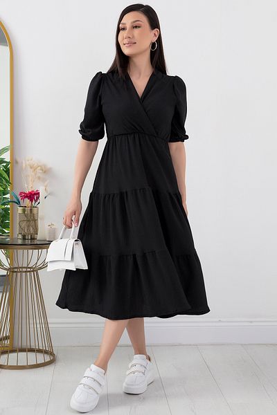 PULLIMM Rochie cu mânecă scurtă cu guler dublu - GRS3453