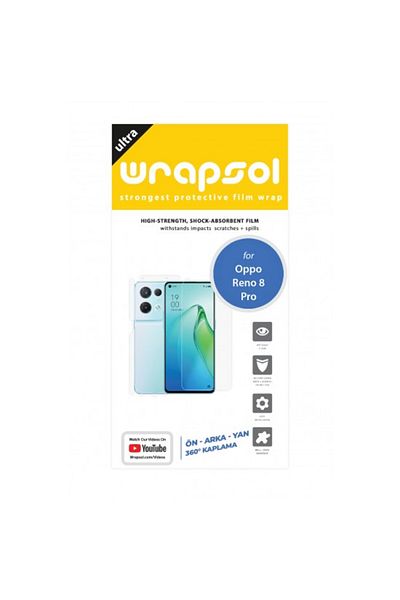 Wrapsol Oppo Reno 8 Pro - 360° Full Body Screen Protector, Polyurethane Film Front and Back Side Shock Absorbing