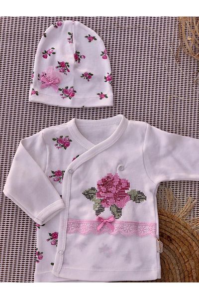 TiniMiny Kİds 3-Piece Cross Stitch Embroidered Zibin Set