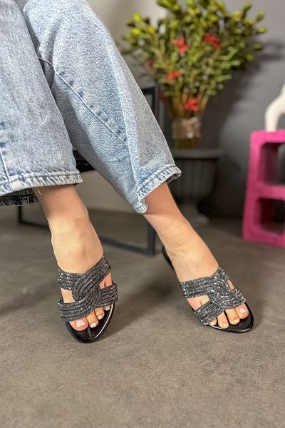 SHOEBELLAS Papuci Eleta Black pentru femei - Ivy Detaliat