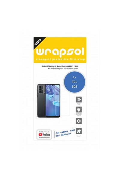 Wrapsol تي سي ال 305 360° - واقي الجانب الأمامي والخلفي، غطاء شاشة من مادة البولي يوريثين الممتص للصدمات