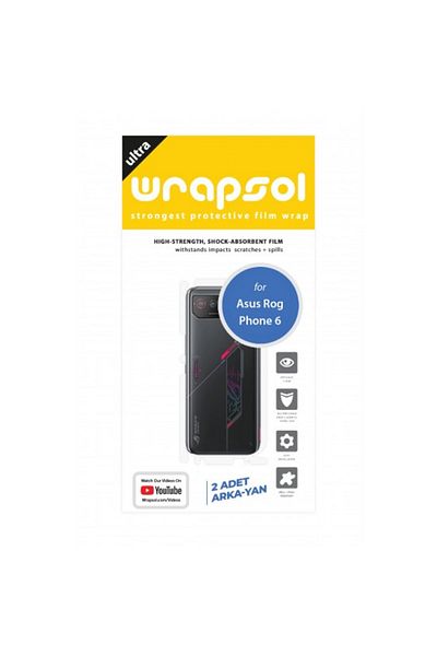 Wrapsol Asus Rog Phone 6 - Back Side Protector, Shock Absorbing Polyurethane Film, American Production