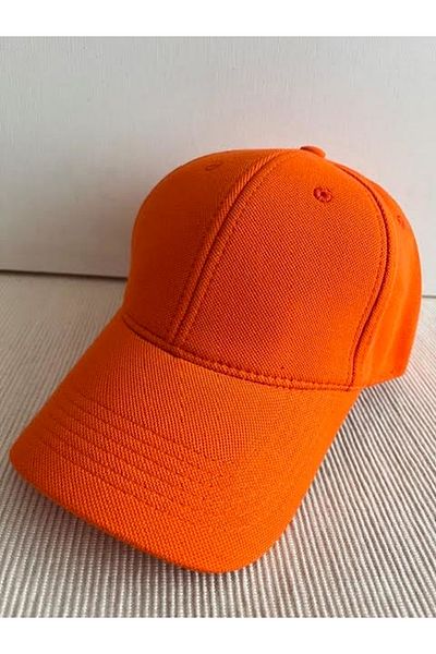 CosmoOutlet Unisex Orange Polo Hat - Solid Color, Pique Fabric, Adjustable on the Back
