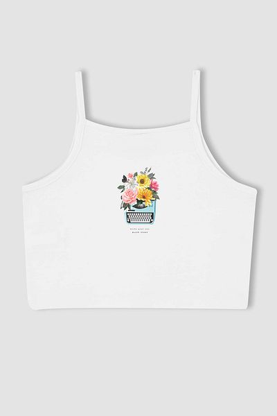 MYADA Crop pentru fete cu modele florale pentru mașină de scris sezon nou - 12712